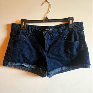Celebrity Pink Blue Jean Shorts Mid-Thigh Cutoff